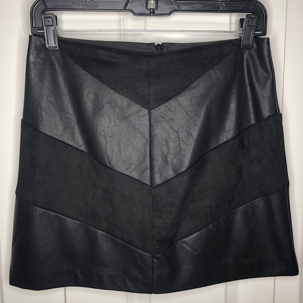 Vegan leather/ Suede Going Out Black Mini Skirt